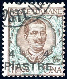 COSTANTINOPOLI 1908 - 4 pi. su 1 lira, II ... 