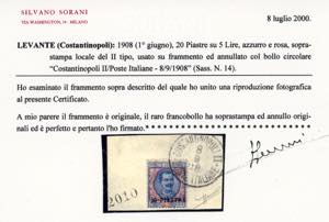 COSTANTINOPOLI 1908 - 20 piastre ... 