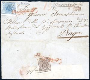VENEZIA, RACC. in rosso - 45 cent. azzurro, ... 