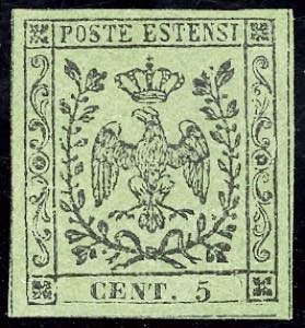 1852 - 5 cent. verde, senza punto dopo le ... 