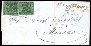 1852 - 5 cent. verde, senza punto dopo le ... 