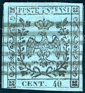 1852 - 40 cent. celeste (5), usato, ... 