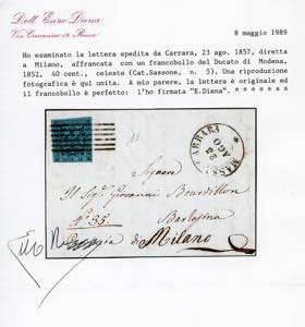 1857 - 40 cent. celeste (5), ... 