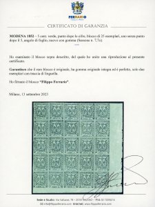 1852 - 5 cent. verde, punto dopo ... 