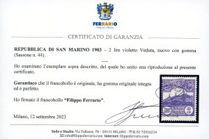 1903 - 2 lire Veduta (44), gomma ... 