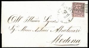 1854 - 10 cent. rosa, punto dopo le cifre ... 