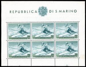 1953 - 200 lire Sciatrice, foglietto (15), ... 