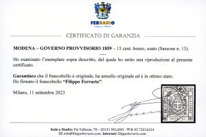 1859 - 15 cent. bruno (13), usato, ... 