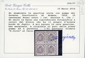 1859 - 15 cent. bruno scuro (13a), ... 