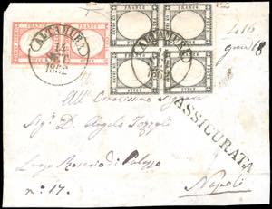 1862 - 1 grano nero, blocco di quattro, 5 ... 