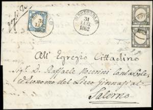 1862 - 1 grano nero, coppia verticale, ... 