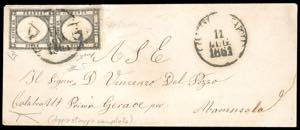 1861 - 1 grano nero, DOPPIA STAMPA, due ... 