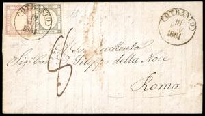 1861 - 1 grano grigio, 5 grana lilla scuro ... 