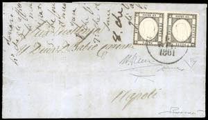 1861 - 1 grano nero, coppia orizzontale, UN ... 