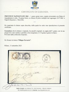 1861 - 1 grano grigio nero, coppia ... 