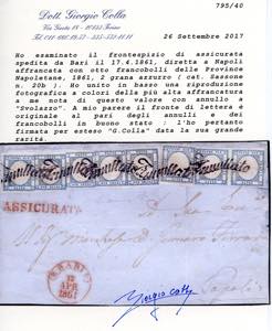 1861 - 2 grana azzurro (20b), sei ... 