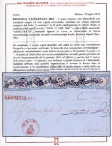 1861 - 2 grana azzurro (20b), sei ... 