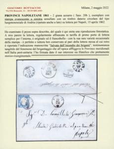 1862 - 2 grana azzurro, varietà ... 