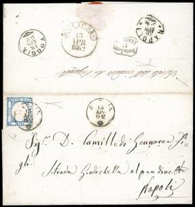 1862 - 2 grana azzurro, varietà STAMPA ... 