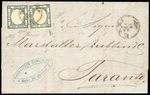 1861 - 2 grana azzurro scuro (20d), due ... 