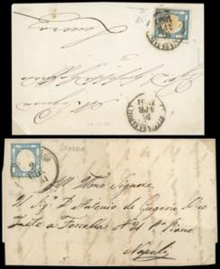 1861 - 2 grana azzurro chiaro, due esemplari ... 