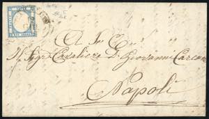 1861 - 2 grana azzurro chiaro, filetto di ... 