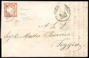 1861 - 5 grana rosso carminio (21), evidente ... 