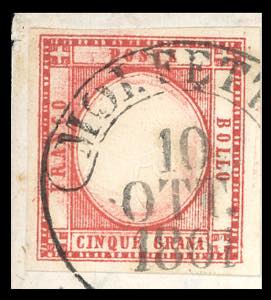 1861 - 5 grana rosso carminio ... 