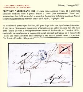 1863 - 5 grana rosso carminio ... 