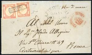 1861 - 5 grana vermiglio (21a), due ... 