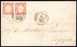 1861 - 5 grana vermiglio (21a), due ... 