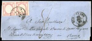 1861 - 5 grana rosa lilla (21b), coppia, ... 