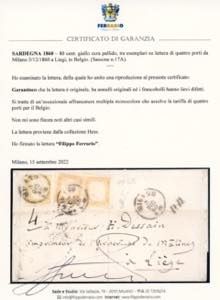 SARDEGNA-BELGIO 1860 - 80 cent, ... 