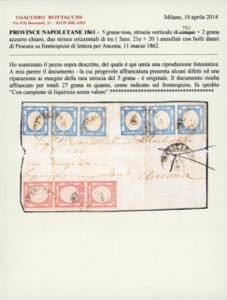 1862 - 5 grana rosa, striscia ... 