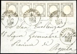 1862 - 5 grana carminio, coppia orizzontale, ... 