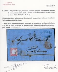 1861 - 5 grana rosso carminio, ... 