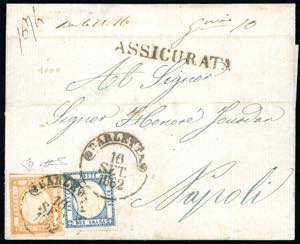 1862 - 10 grana arancio, margine sinistro a ... 