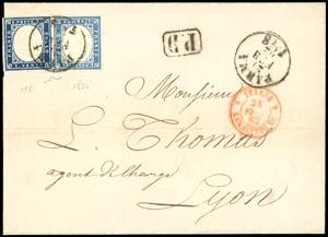 SARDEGNA-FRANCIA 1862 - 20 cent. azzurro ... 