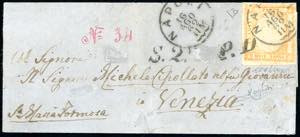 1862 - 10 grana arancio, falso per posta II, ... 