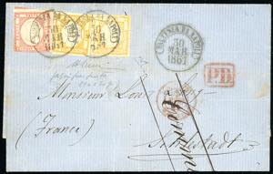 1861 - Falsi per posta: 20 grana giallo ... 