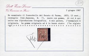 1853 - 15 cent. vermiglio (7), ... 