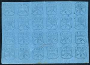 1857 - 9 cent. azzurro, non emesso ... 