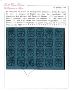 1857 - 9 cent. azzurro, non emesso ... 