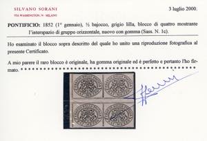 1852 - 1/2 baj grigio lilla (1c), ... 
