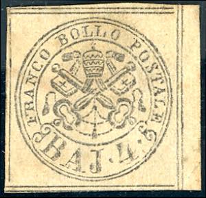 1854 - 4 baj bruno grigiastro chiaro, stampa ... 