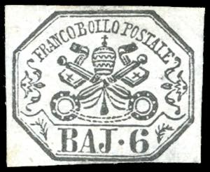 1864 - 6 baj lilla grigio (7A), gomma ... 
