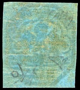 1852 - 7 baj azzurro (8), gomma ... 