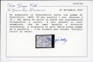 1852 - 50 baj azzurro (10), gomma ... 