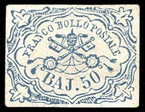 1852 - 50 baj azzurro (10), perfetto, nuovo ... 