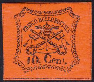 1867 - 10 cent. vermiglio arancio (17), ... 